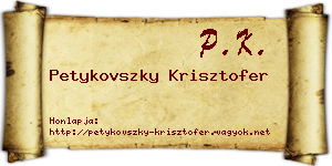 Petykovszky Krisztofer névjegykártya